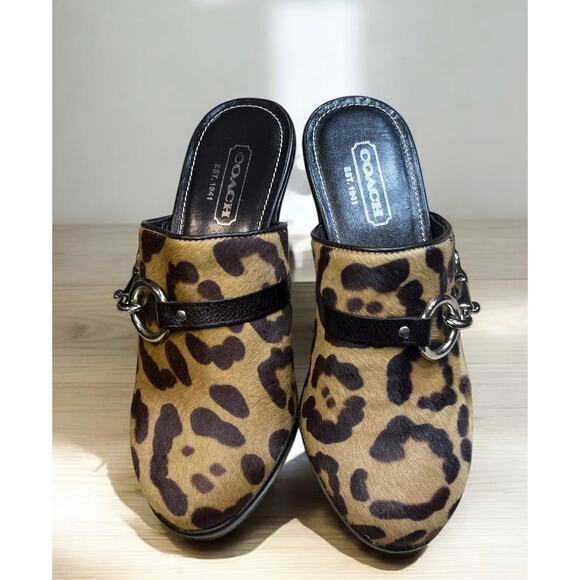 Y2K Coach P582 Karsen Leopard Calf Hair Mule Size 6B - Picture 5 of 9
